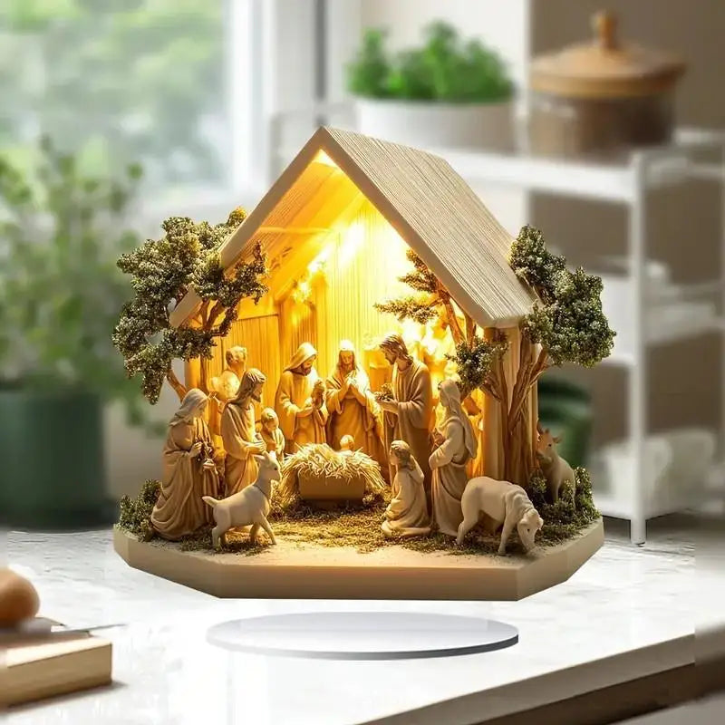 Desktop Decor Family Statue Jesus Tree Of Life Newborn Acrylic Flat Plate Desktop Decoration Ornaments For Home Decor Qme E