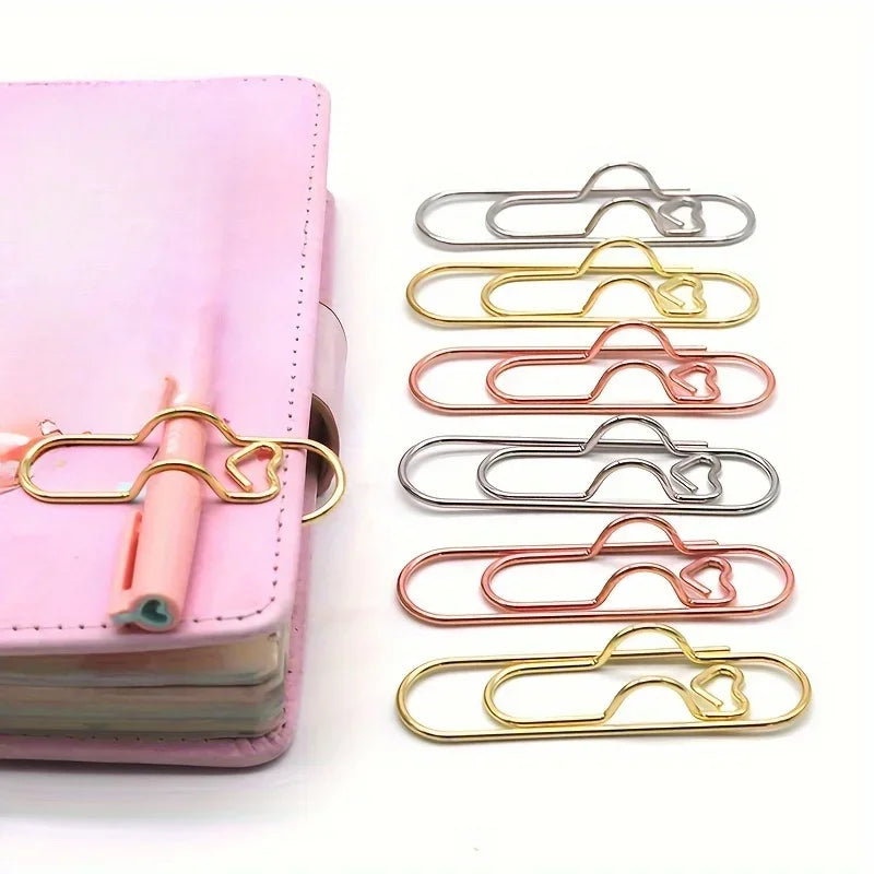 4 multifunctional pen clip pen hanging love paper clip pen button notebook accessories fixed seat pen clip Qme