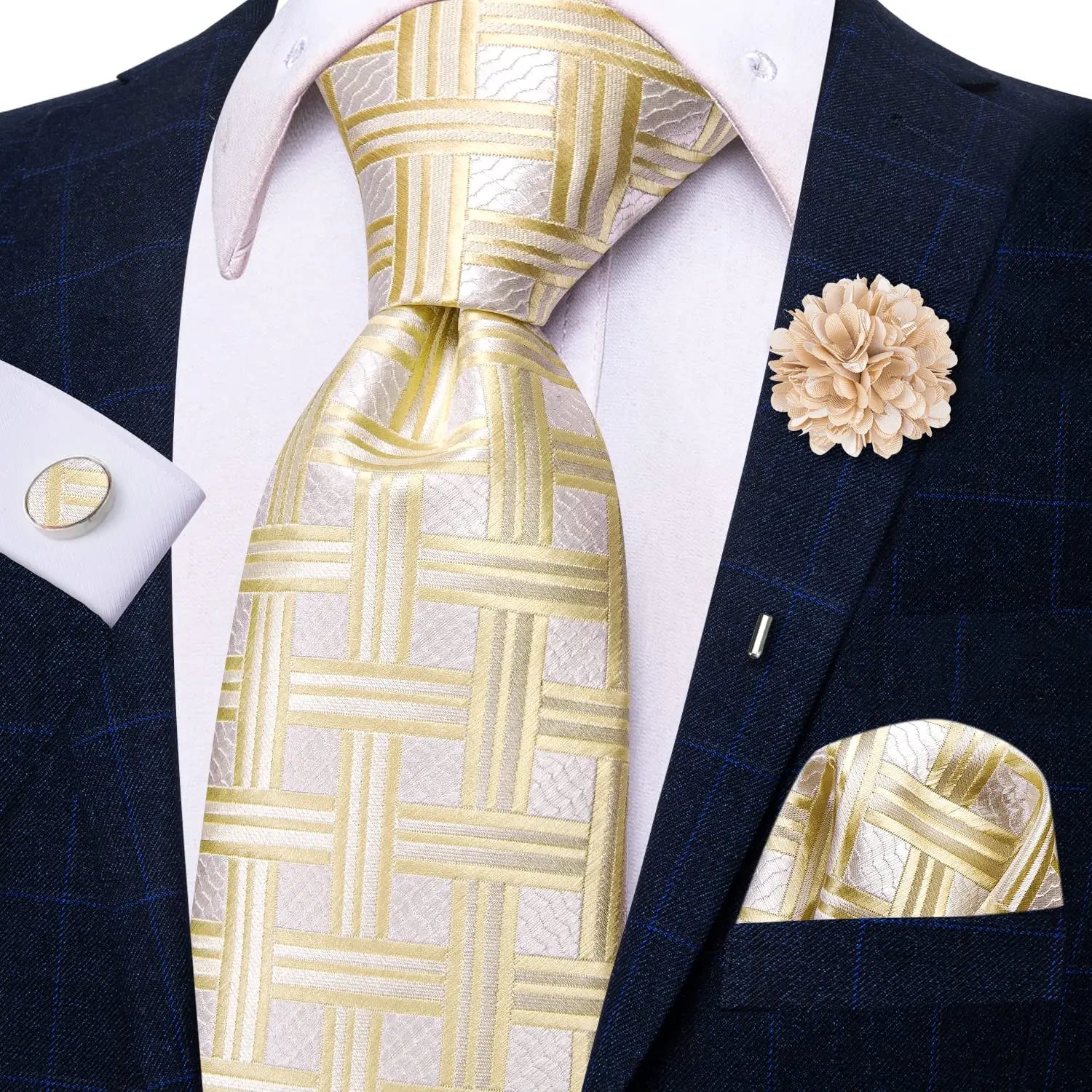 Striped Purple White Tie With Brooch Silk Elegent Necktie For Men Handky Cufflink Fashion Wedding Business Party Hi-Tie Designer Qme N-3780-XH-0053