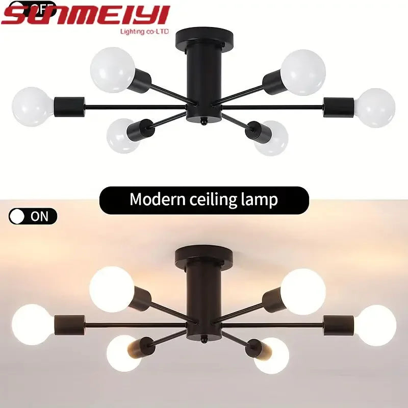 Nordic Minimalist Modern Atmosphere Living Room Dining Room Chandelier Bedroom Guest Room Iron Branch LED Ceiling Light Fixture Qme