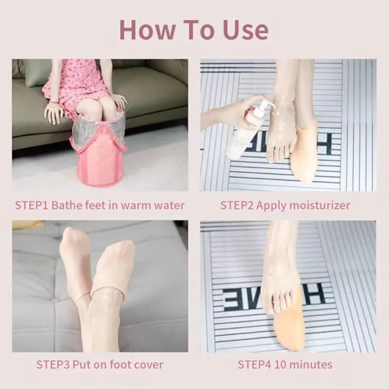 Spa Silicone Moisturizing Gloves Socks Hands Feet Care Prevents Dry Qme