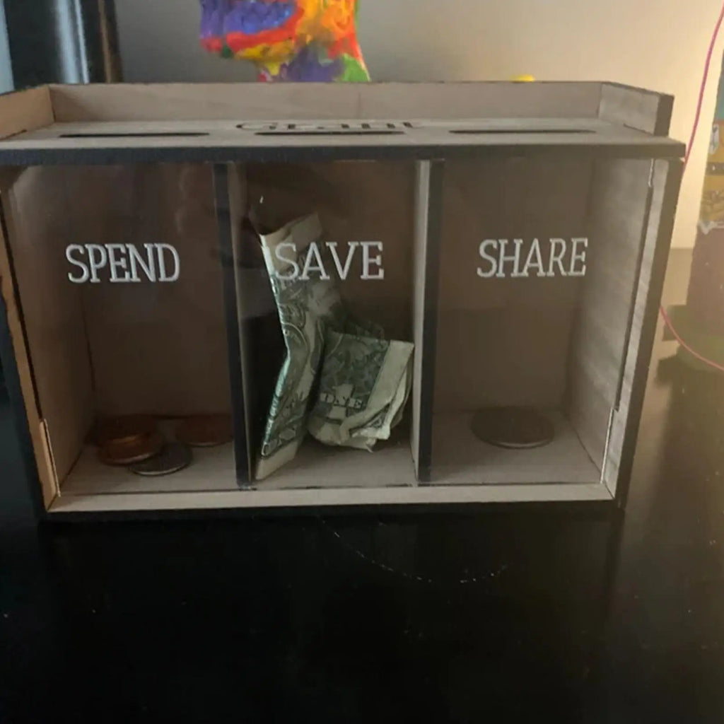 Money Bank for Adults 3 Compartments Wooden Removable Coin Saving Organizer Money Storage Organizer for Home Decoration Coin Qme