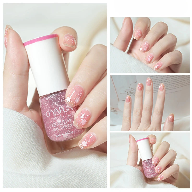No-bake Nail Polish Nail Art Tearable Quick Dry Normal Without Lamp Nail Polish Glitter Sequins UV Varnish Nails Tools Qme