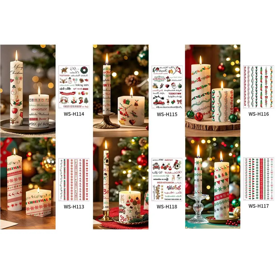 A Multi-purpose Xmas Tattoo Sticker Set Easy To Stick, Decorative Decals for Candle Window, Home Christmas Party Decorations Qme 6pcs WS-H113H118 1