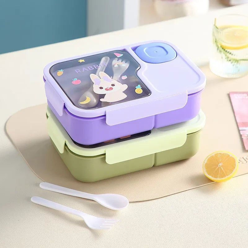 Cute Kids Lunch Box Microwave Insulated Bento Tableware Sauce Qme