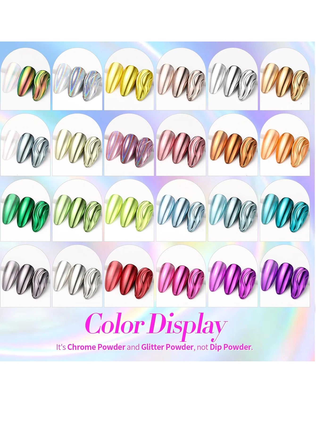 24-Color Plating Magic Mirror Nail Powder DIY Art Artistic Charm Qme