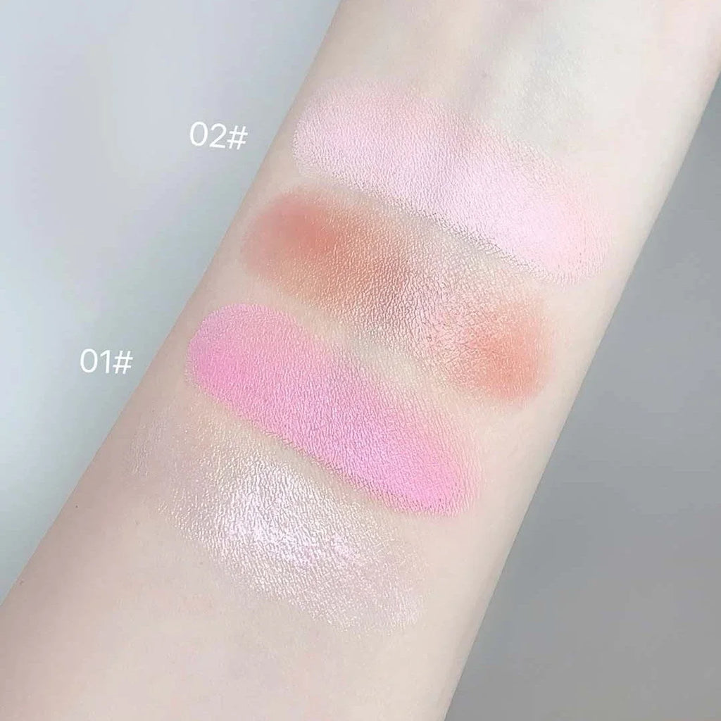 Moisturizing Duo Cheek Blush Palette Brighten Contouring Natural Water Light Clear Shimmer Highlighter Blush Cream Multi-Purpose Qme