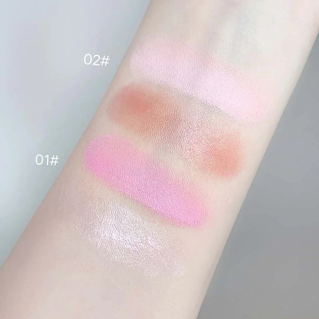 Moisturizing Duo Cheek Blush Palette Brighten Contouring Natural Water Light Clear Shimmer Highlighter Blush Cream Multi-Purpose Qme