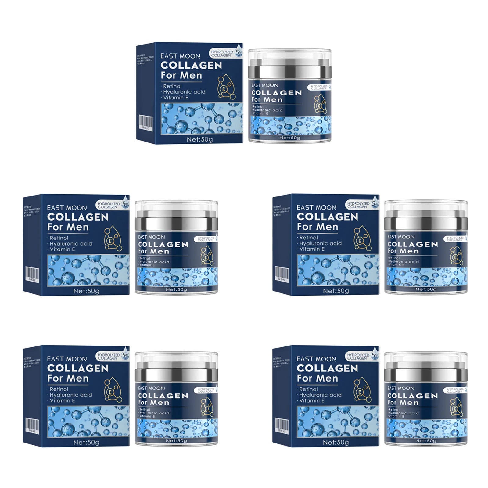 Men's Retinol Collagen Face Cream Hydrating Lifting Firming Fade Fine Lines Brighten Skin Tightening Anti-Wrinkle Men Skin Care Qme 5 x 50g Boxed