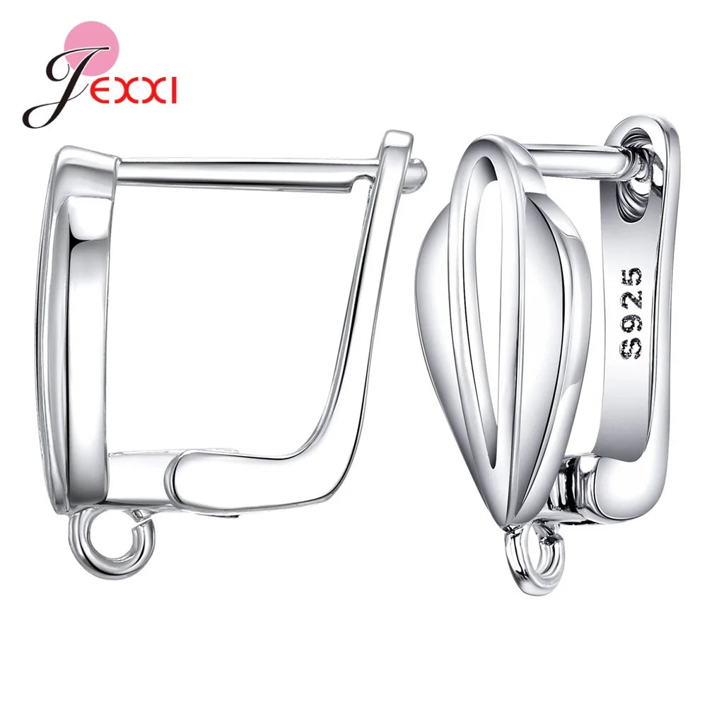 Genuine 925 Sterling Silver Color Earrings Findings For DIY Jewelry Accessory High Quality Women Girls Jewelry Component Qme D
