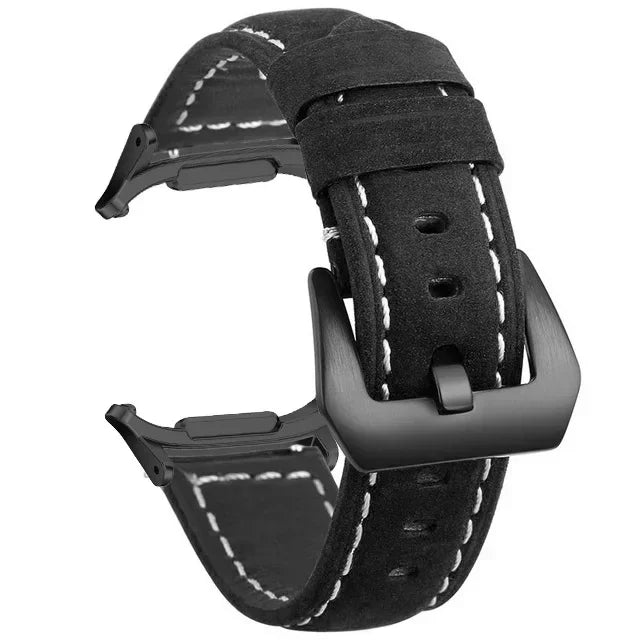 No Gaps Leather Strap for Samsung Galaxy Watch 7 Ultra 47mm Bracelet Wristband for Galaxy Watch Ultra Band Replacement Correa Qme Black-B Watch 7 Ultra 47MM
