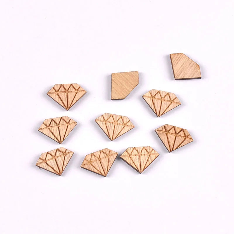 20Pcs 10-25mm Vintage Mix Pattern Bee/Cat/Mushroom/Diamond Wood Pendant Crafts DIY Scrapbook Handmade Supplies Hanging Ornaments Qme 8