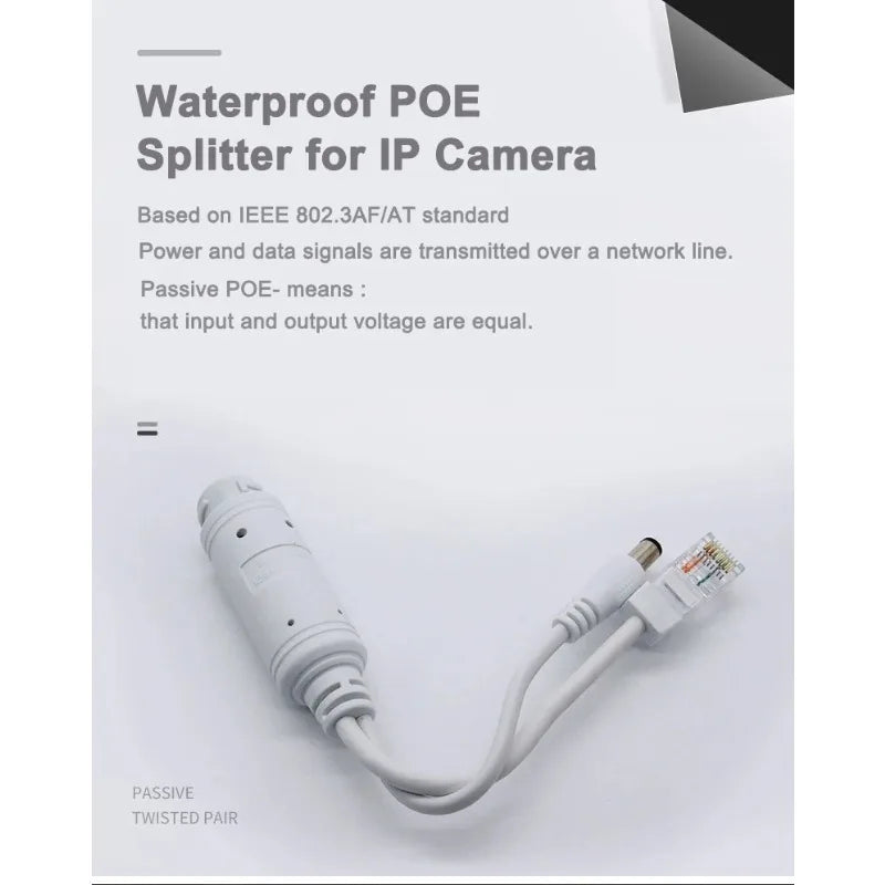 2PCS Outdoor Waterproof Splitter 48V to 12V Standard POE Switch Splitter Weatherproof Qme