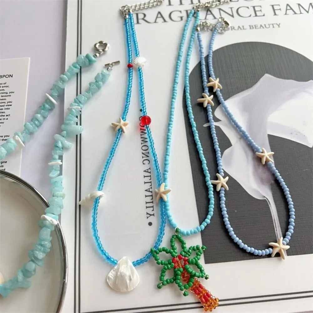 Trendy Shell Conch Necklace Boho Sea Beach Starfish Pendant Pearl Qme