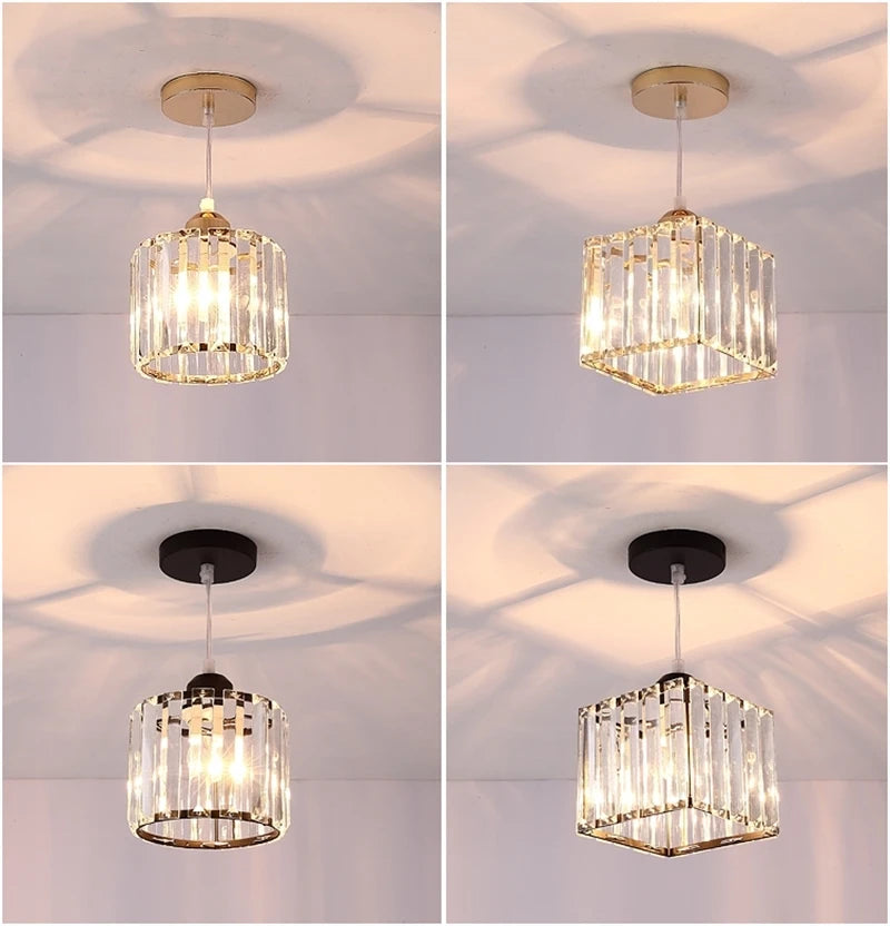 LED Creative Personality Crystal Ceiling Lamp Bedroom Restaurant Modern Simple Corridor Entrance European Style Small Chandelier Qme