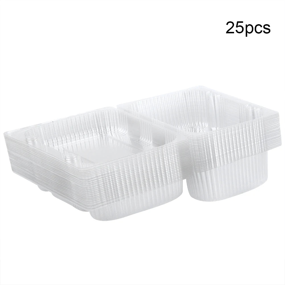 25-Pack Disposable Plastic Hinged Loaf Container Food Fruit Storage Box Disposable Box Disposable Container Food Box Storage Box Qme