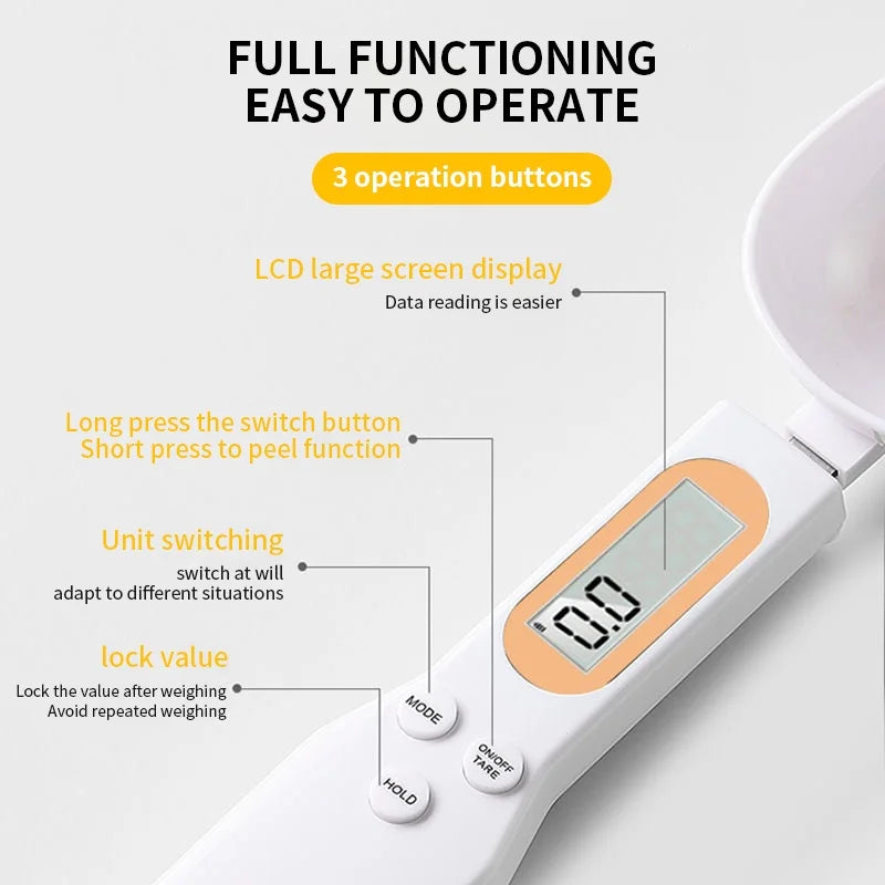 Mini Spoon Scale Digital Kitchen Scale Electronic LCD Food Scale 0.1-500g Cooking Flour Milk Coffee Powder Weight Measure Spoon Qme