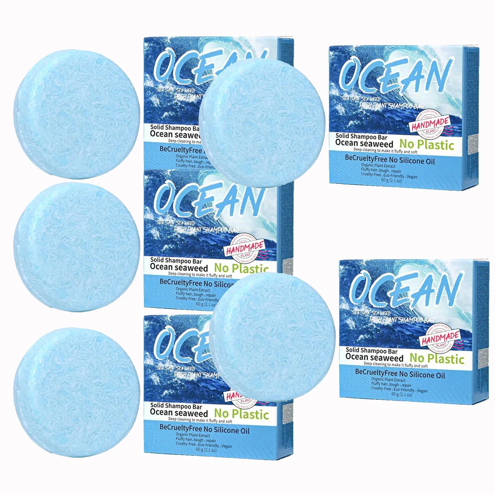 Refreshing Ocean Shampoo Seaweed Essence Handmade Soap Soft And Tough Hair Care Soap Men's Shampoo 1/3/5PCS Qme 5pcs CN