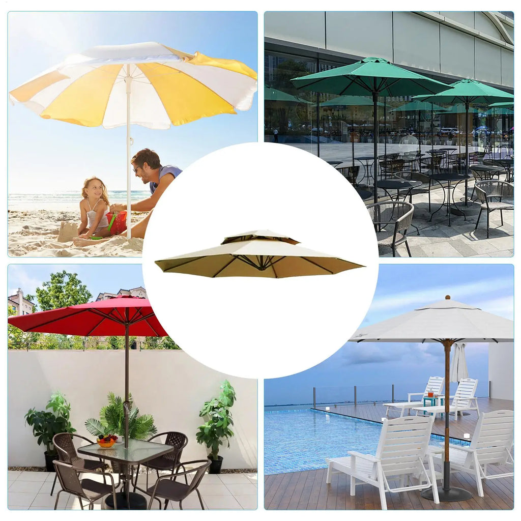 Patio Umbrella Replacement Canopy 8 Ribs Awning Parts 8.8ft Double-layer Parasol Canopy for Backyard Garden Pavilion Swimming Qme