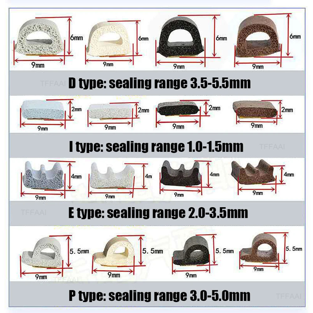 5M/10M Weather Stripping Door Seal Strip DIEP Self-adhesive Draft Stopper Tape Window Insulation Noise Rubber Sealing Strip Qme