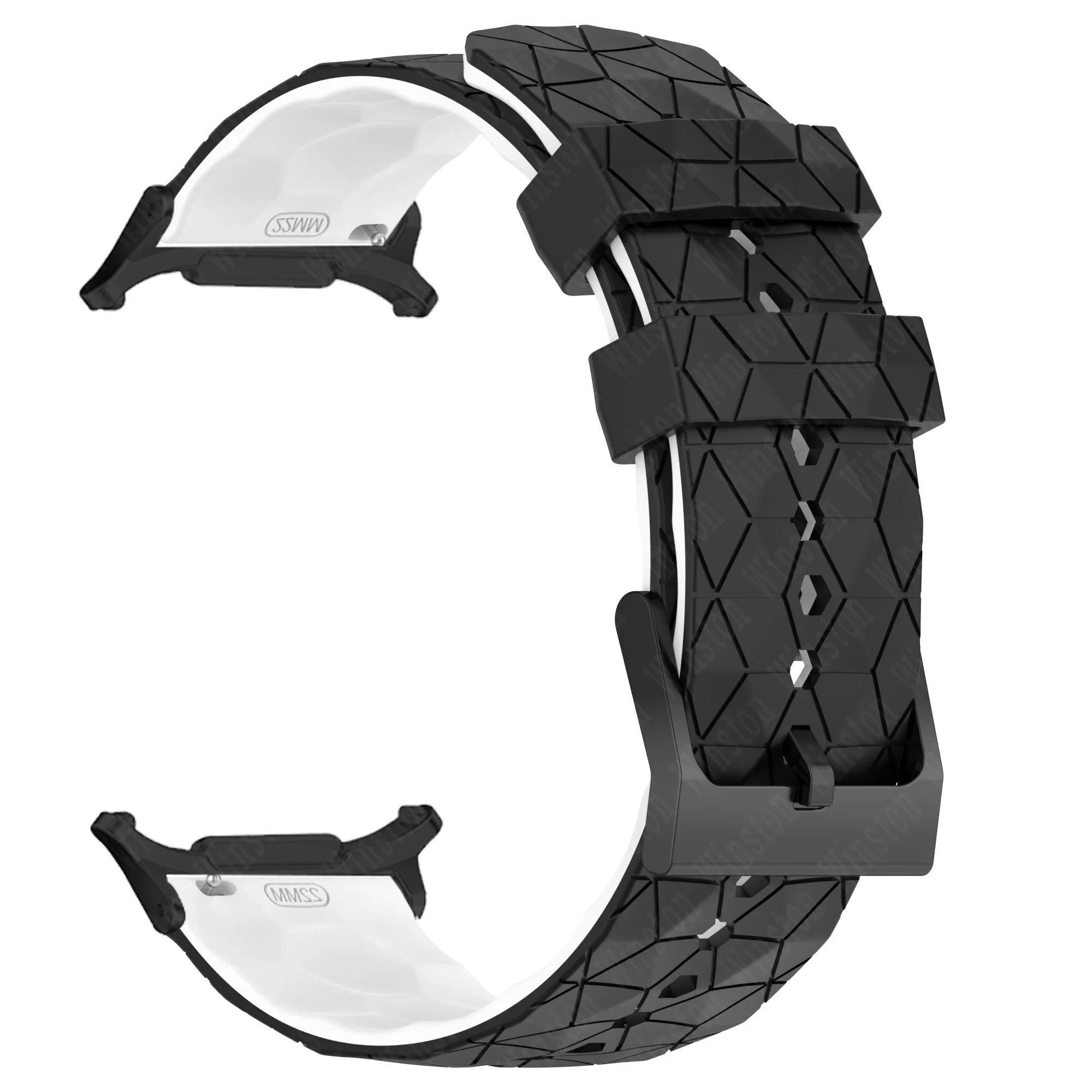 Sports Silicone Strap for Samsung Galaxy Watch 7 Ultra 47mm Soft Watchband Quick Fit Bracelet for Galaxy Watch 7 Ultra Wristband Qme Black White-B Galaxy Watch 7 Ultra