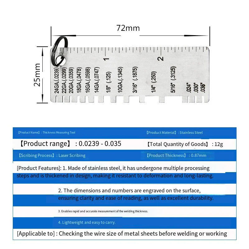 Stainless Steel Gauges 1 0 X 2 8 Inches Single Sided Wood Iron Qme