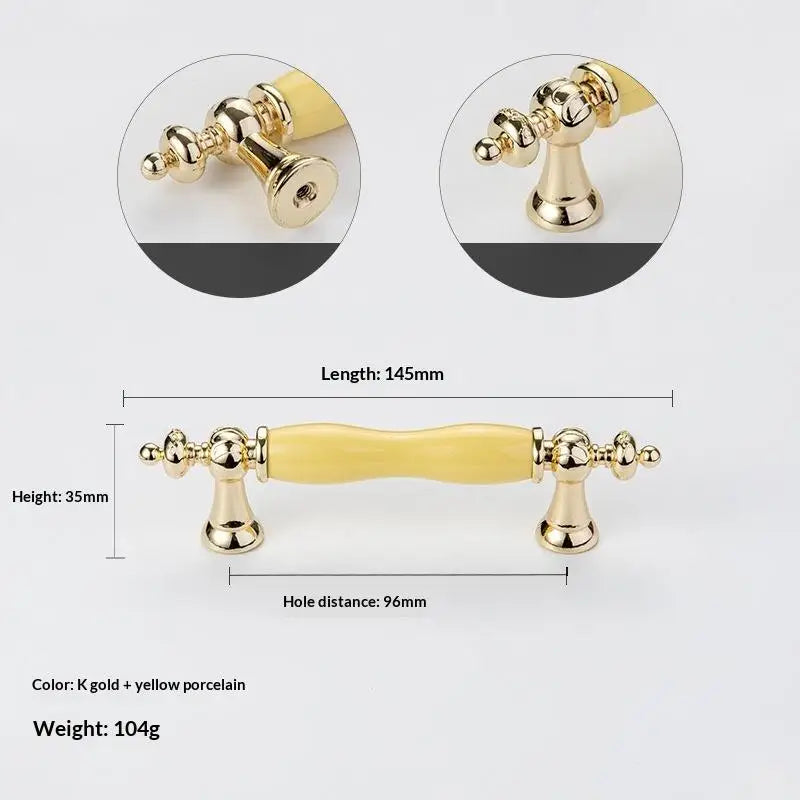 Modern Colored Ceramic Furniture Handle Golden Wardrobe Cabinet Handles Closet Door Knob Dressing Table And Drawer Pull Hardware Qme A18