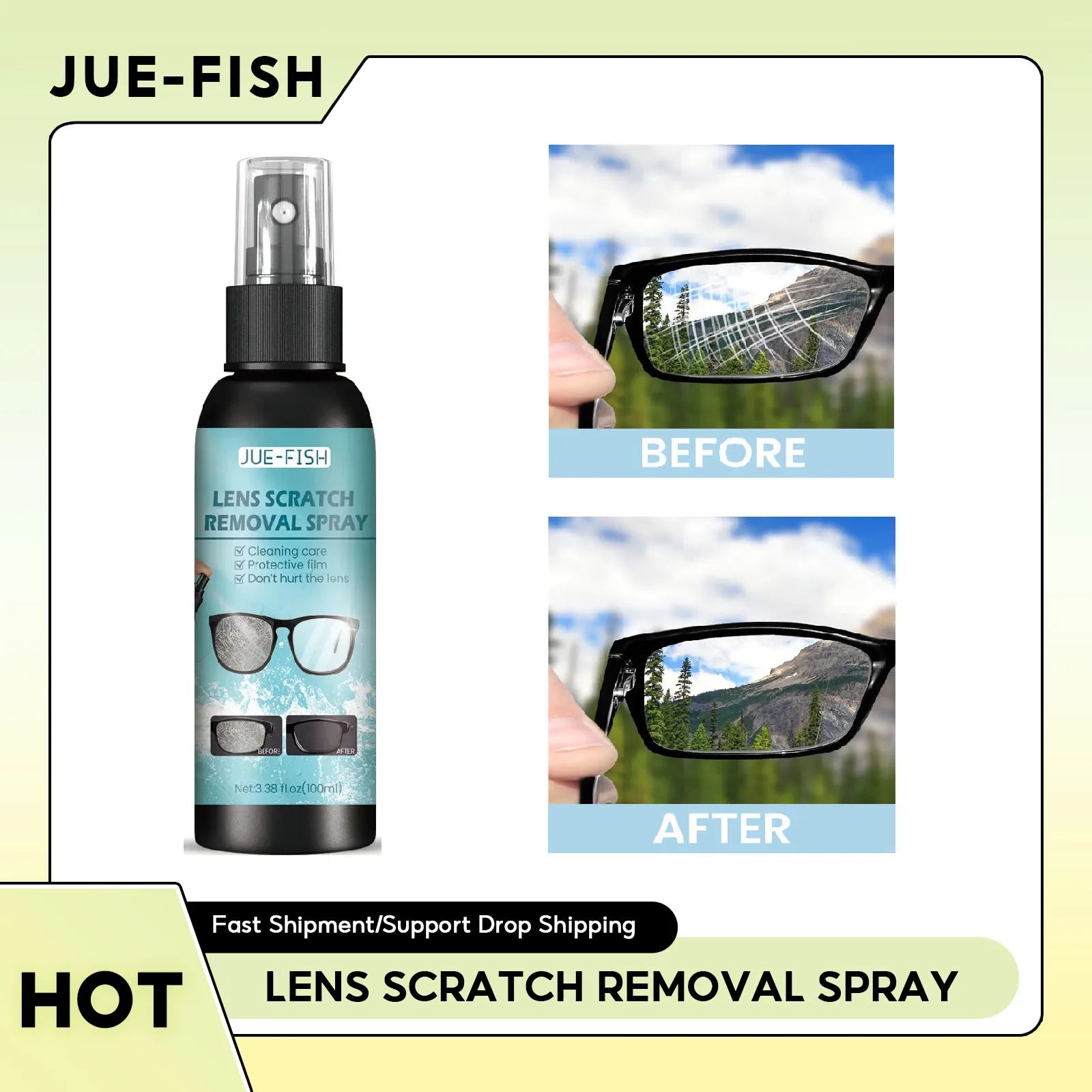 Glasses Lens Cleaner Eyeglass Scratch Removal Spray Lens Fingerprints Dust Oil Cleaner Household Anti Fog Glass Repair Liquid Qme