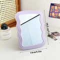 Corrugated Desktop Makeup Mirror Solid Foldable Portable Handheld Qme Purple