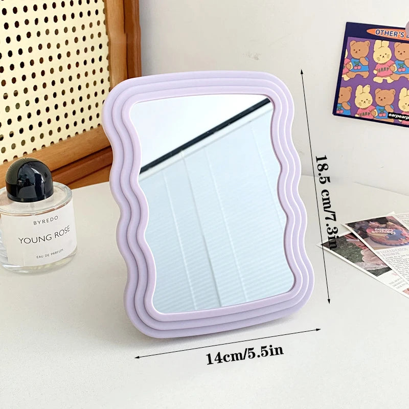 Corrugated Desktop Makeup Mirror Solid Foldable Portable Handheld Qme Purple