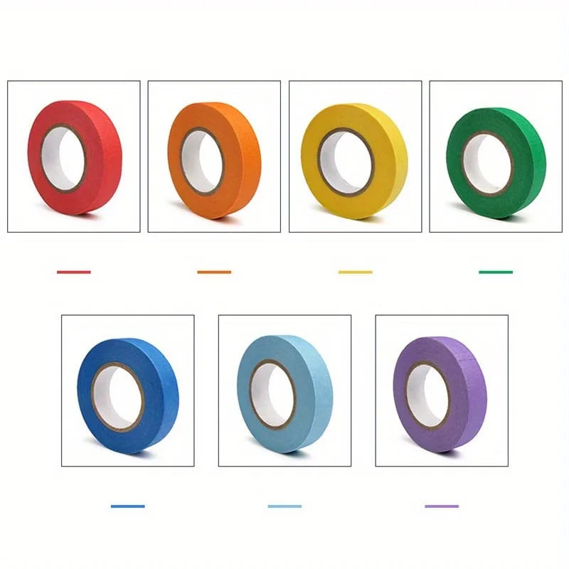 7Rolls Colored Masking Tape Rainbow Colors Painters Tape Colorful Craft Art Paper Tape Labeling Arts Crafts Decorative Supplies Qme