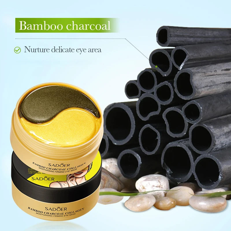 60 Bamboo Charcoal Collagen Moisturizing Eye Mask Deep Firming Skin Qme