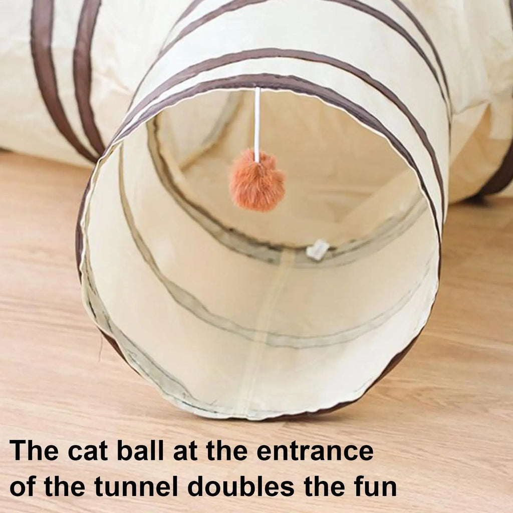 Kitten Tunnel Hidden Toy 3 Way CollapsibleTunnels for Indoor Cat Kitty Bored Peek Hole Toy Ball Cat Qme
