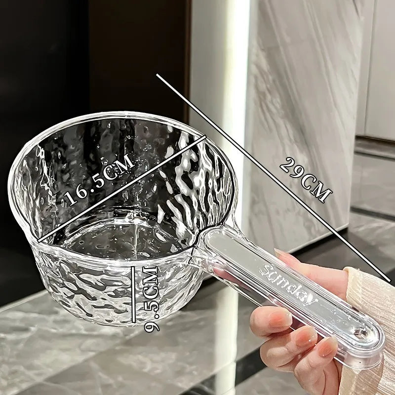 Extra Thick Water Scoop Kitchen Household Plastic Long Handle Large Qme WHITE