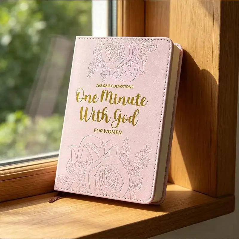 365 Days Daily Prayer Leather Brown Pink Notebook Portable Devotional Qme