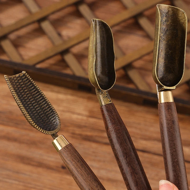 Tea Spoon Ebony Teaspoon Solid Wood Retro Creative Shovel Kongfu Qme