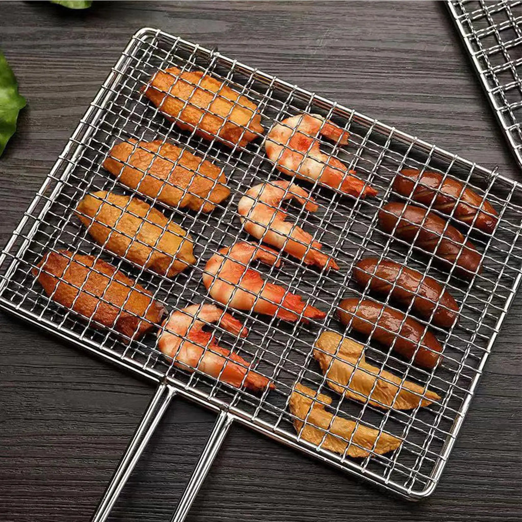 Fish Grill Basket Stainless Steel Barbecue BBQ Net Outdoor Cooking Qme