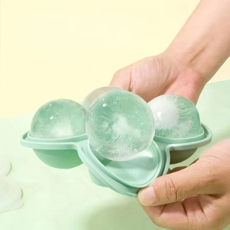 4 Large Ice Hockey Silicone Molds, Easy To Release Ice Cube Trays Whiskey Cocktail Juice Party Ice Making Tools Qme
