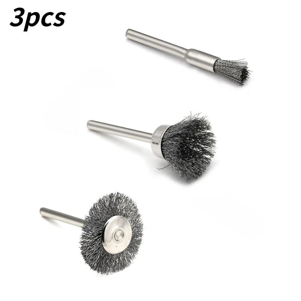 Mini Steel Wire Polishing Wheel 3/5Pcs Drill Rotary Cleaning Disc Metal Rust Remover Accessory For Household DIY Derusting Work Qme Mixed Pack 3pcs