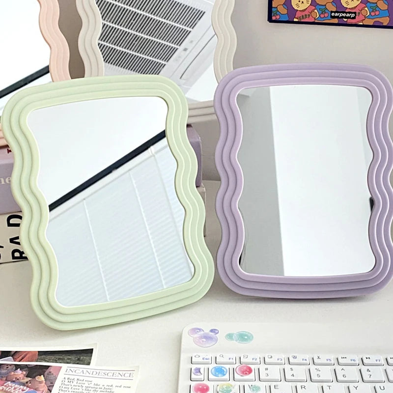 Corrugated Desktop Makeup Mirror Solid Foldable Portable Handheld Qme