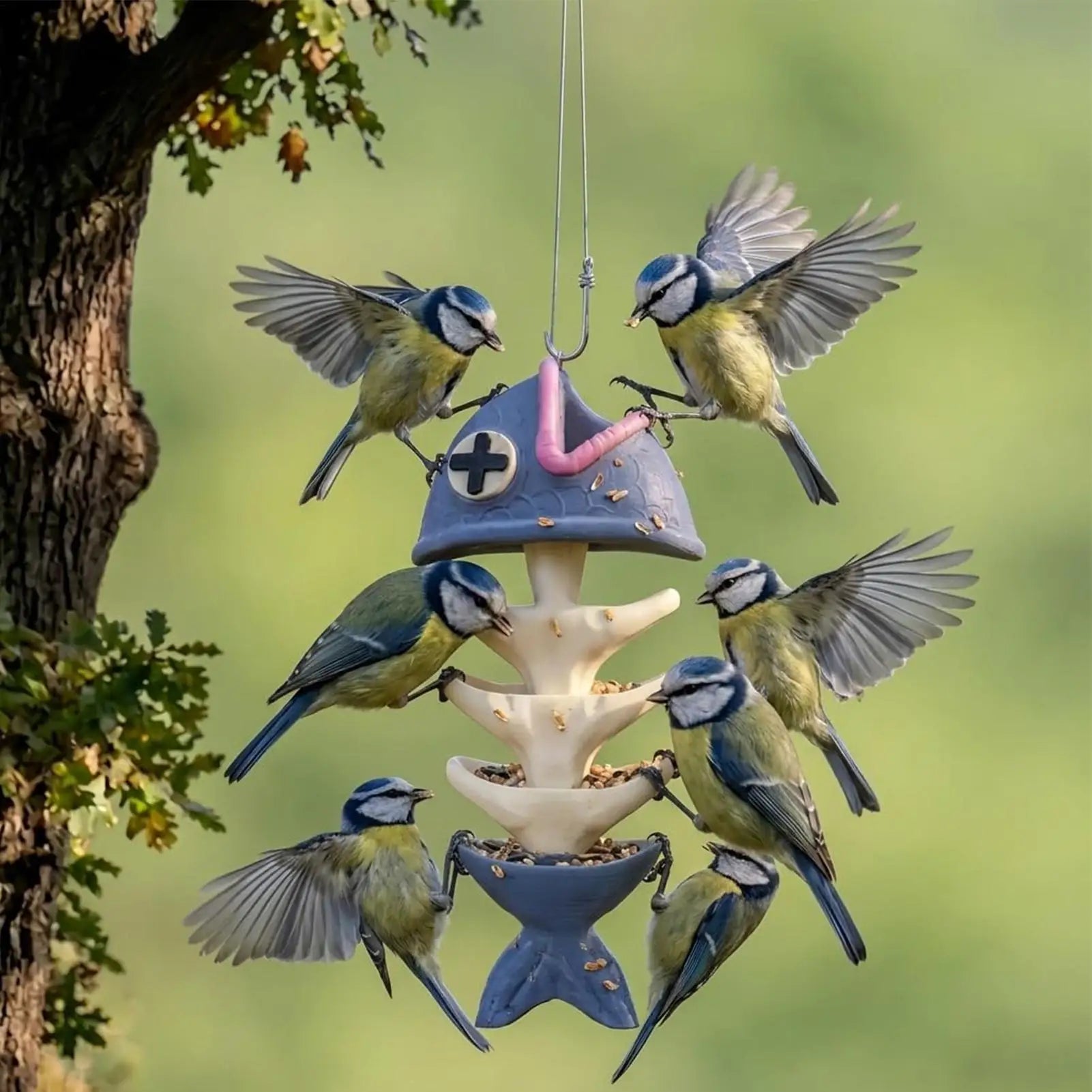 Bird Feeder Resin Creative Novelty Fish Bone Rack Outdoor Outside Qme