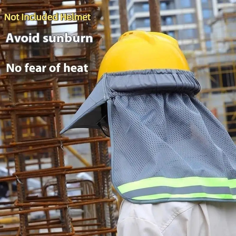 Summer Sun Shade Safety Hard Hat Neck Shield Helmets Reflective Brim Qme