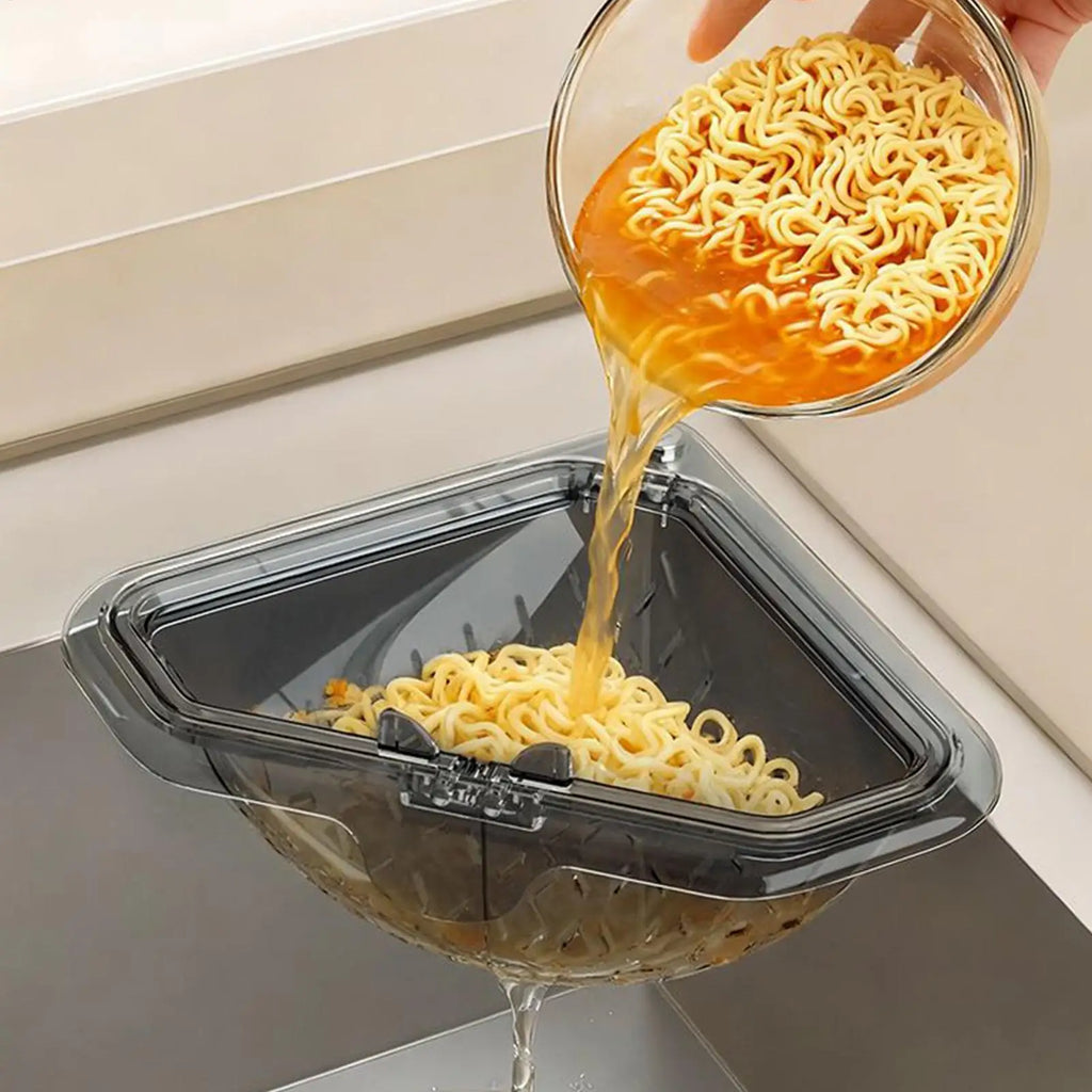 Sink Food Catcher Basket Magnetic Suction Drainage Triangle Drying Kitchen Sink Drain Strainer Corner Basket for Scrap Fruits Qme
