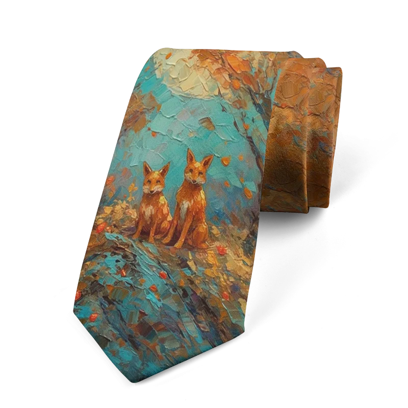 Classic Oil Painting High-quality Printing Novel Tie Personalized Qme style2