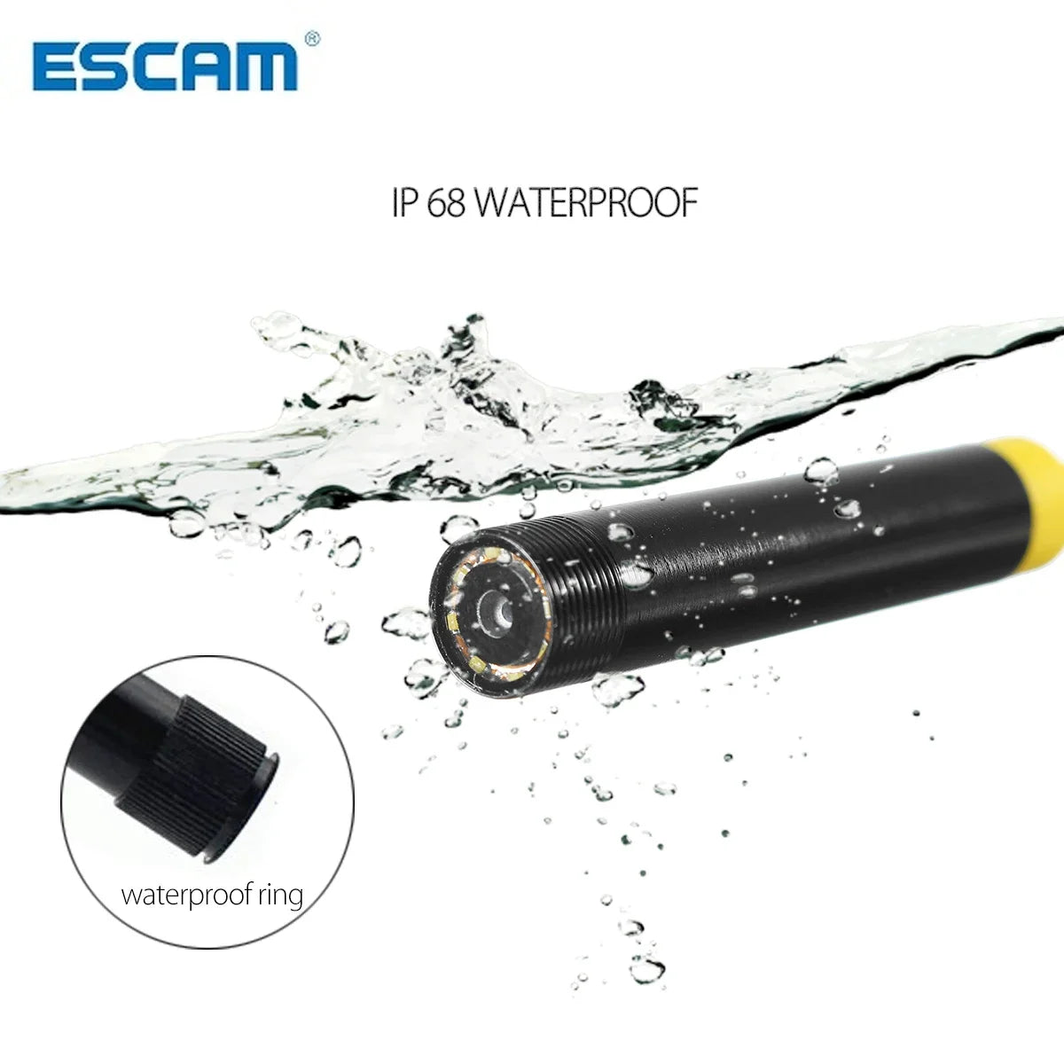 ESCAM 2/5/10M WIFI Endoscope Camera HD 1200P 8mm 8 LED Mini Waterproof Hard Cable Inspection Camera Borescope for Iphone PC IOS Qme