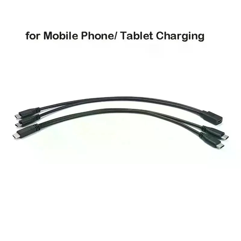 USB C Cable Splitter 1 2 Extension Wire Phone Tablet 15W 3A Power Qme