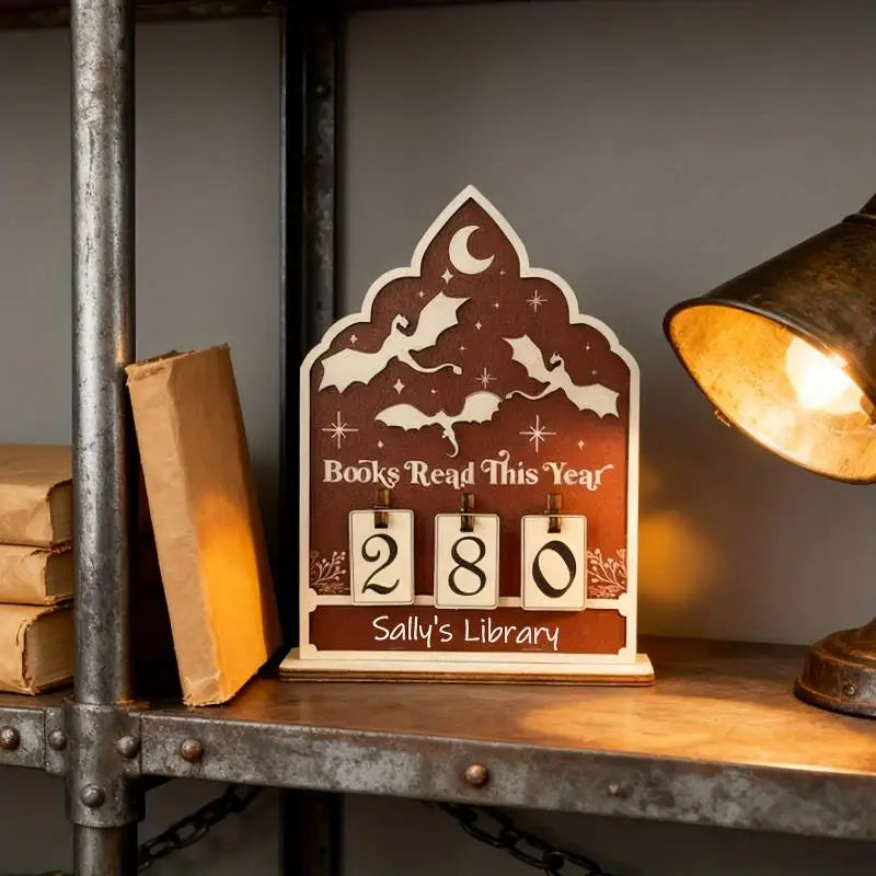 Wooden Book Read This Year Counter Reading Challenge Tracker Qme