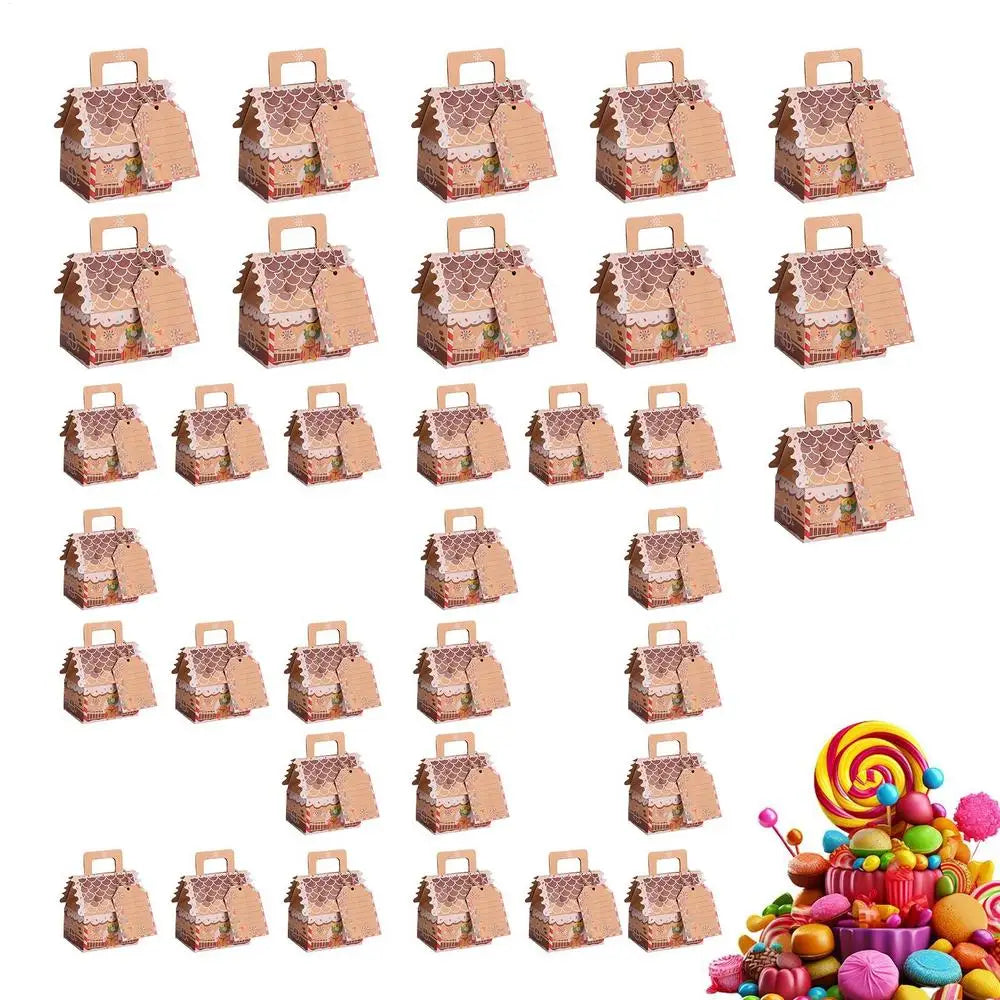 Christmas Candy Boxes 50 Pieces House Shape Dessert Container Holiday Bakery Box For Candy Chocolate Party Supplies Holiday Qme B China Mainland Others