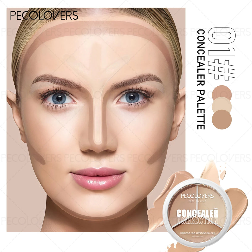 Three-color Facial Concealer Covering Blemishes Spots Waterproof Qme 01