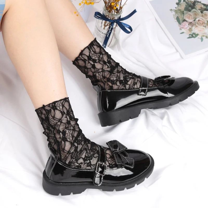 Japanese Kawaii Girls Cute Socks Lolita Sweet Women Mesh Fishnet Thin Qme